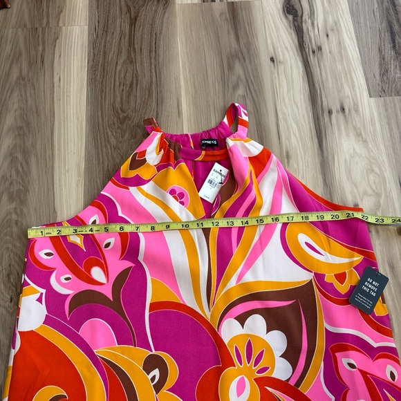 NEW Express Retro Print Halter Dress Size Large MSRP $108 - Picture 4 of 9